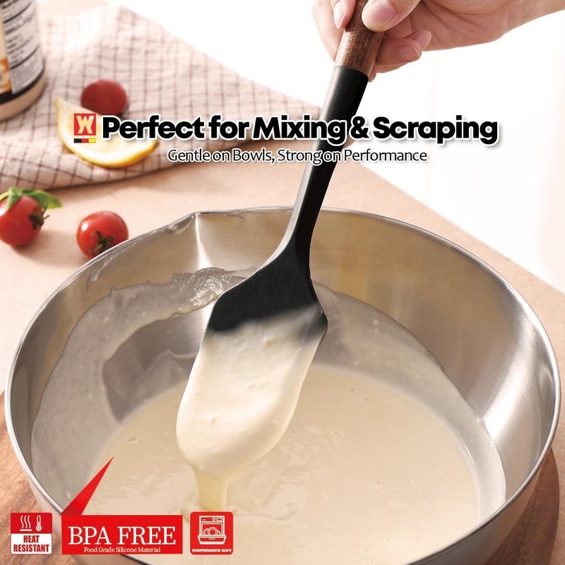 WAGENSTEIGER Silicone Head Scraping Spatula with Wooden Handle: Multi-Purpose Cooking Tool for Spreading, Baking and Mixing, Heat Resistant Cookware, Protects Surfaces with Gentle Head Design - Image 5